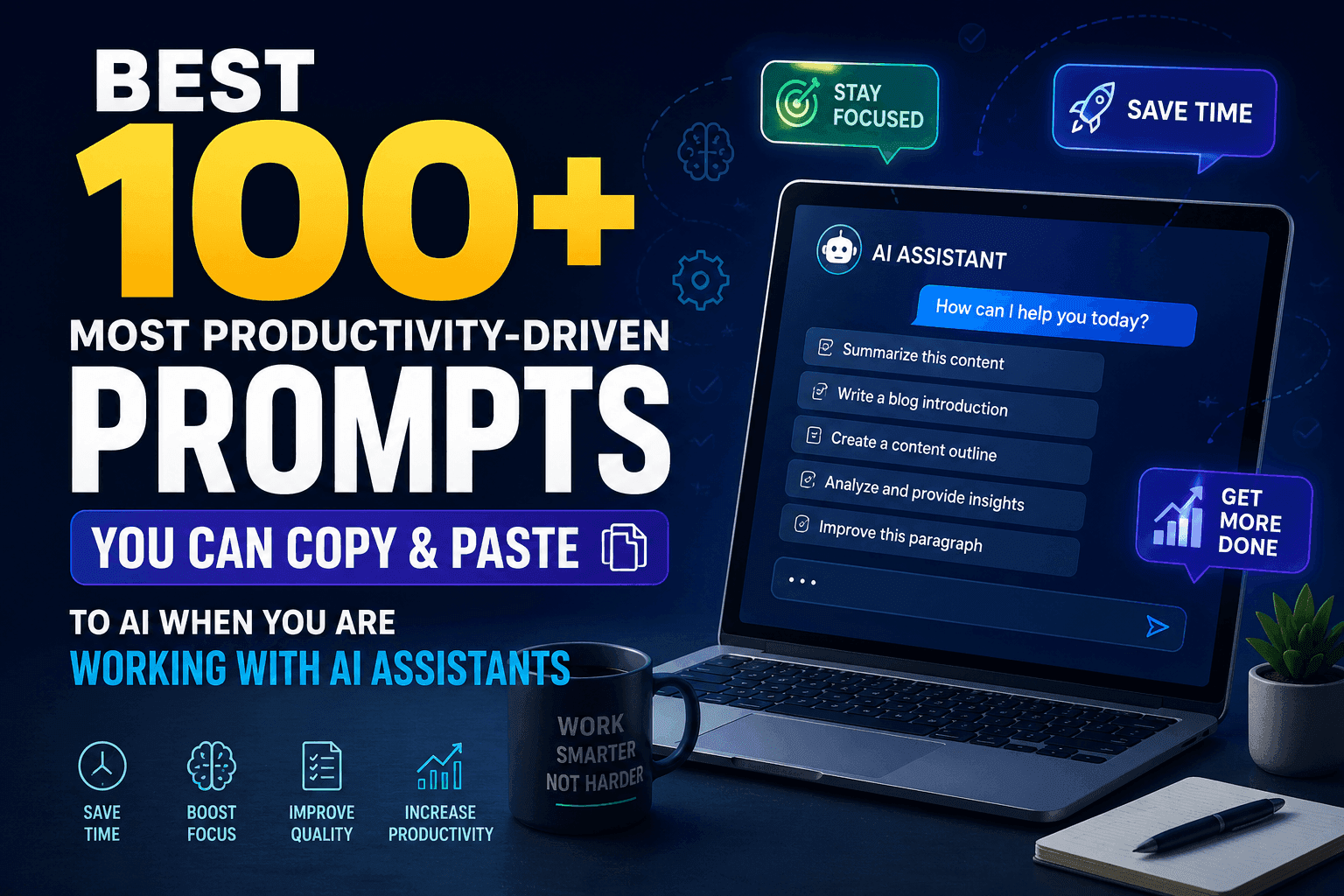 100+ Productivity AI Prompts You Can Copy & Paste to Work Smarter with AI Assistants